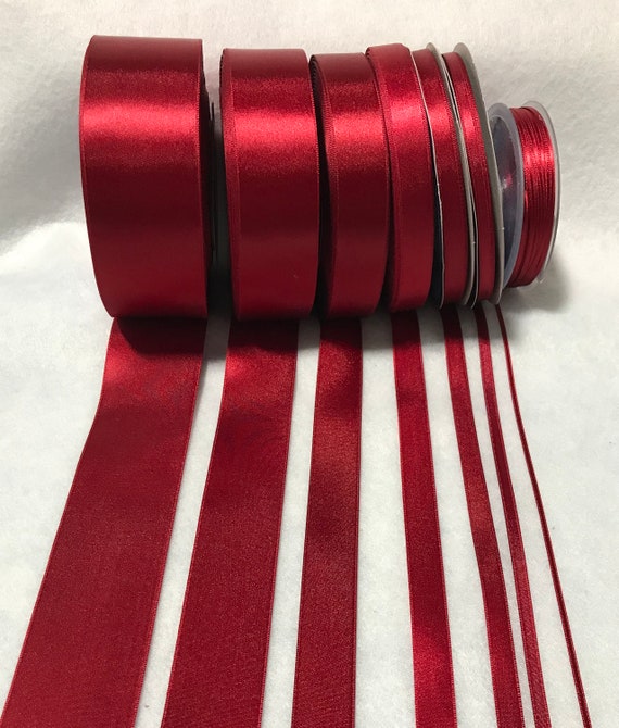burgundy none - Burgundy Red Double Sided Satin Ribbon - Made in France (7 Widths to choose from)