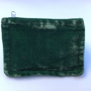 Forest Green Hand Dyed Silk Velvet Zipper Pouch