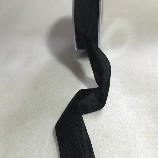 Black 25mm/1" Pure Silk Ribbon - Made in France