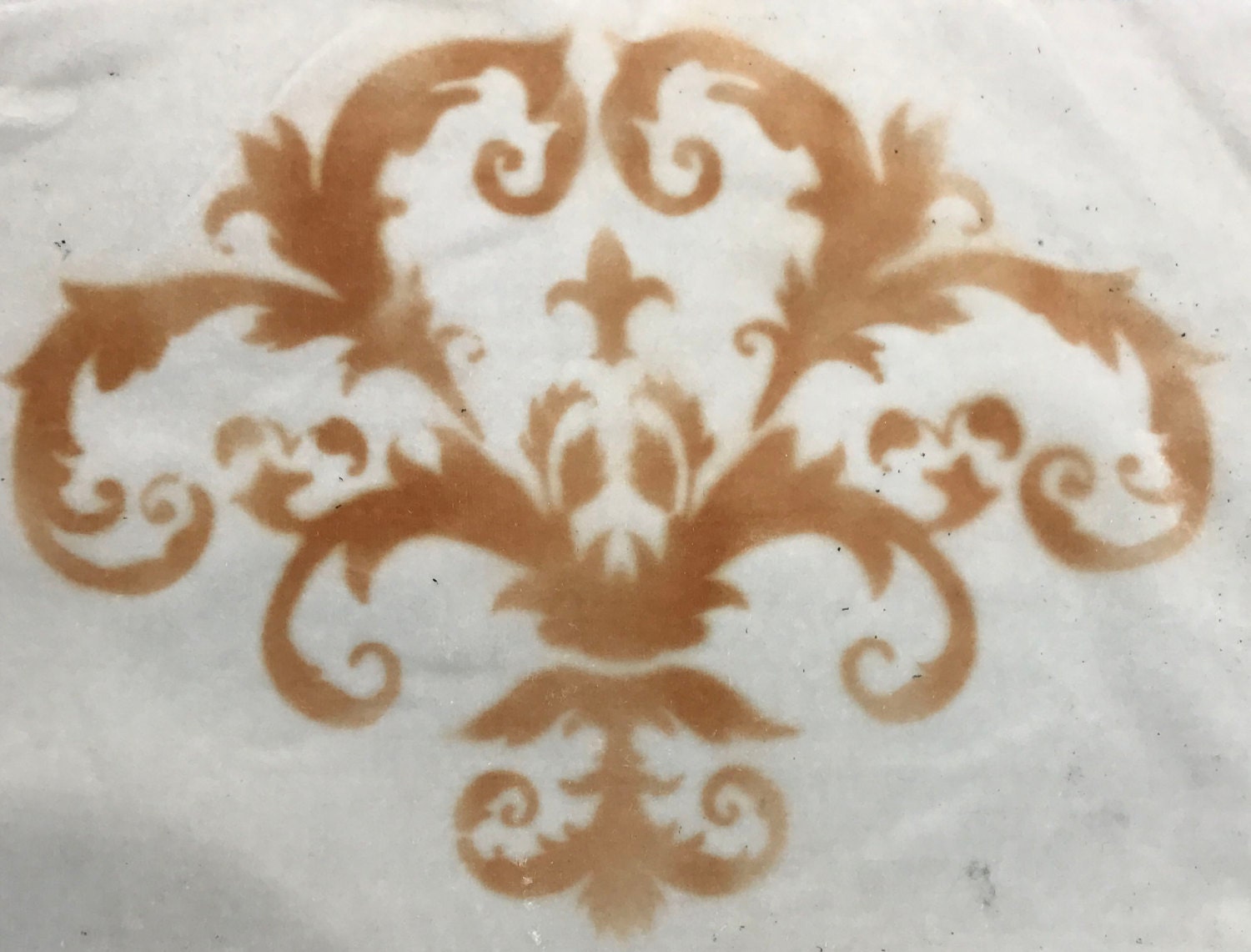 Hand Painted WHITE Silk Velvet Fabric Rose Gold Damask