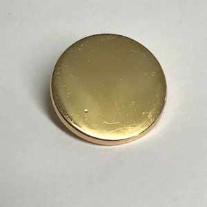 Set of 3 Gold Round Flat Metal Button 5/8&quot;