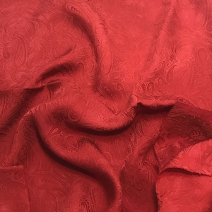 Hand Dyed Scarlet Red PAISLEY - Silk Jacquard Fabric