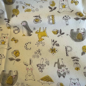 Rough Sketch Animal Alphabet - Kokka Japan Cotton Oxford Fabric