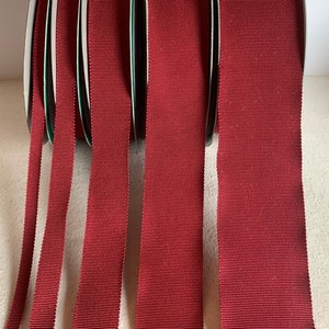Burgundy Red 100% Rayon Petersham Ribbon (5 Widths to choose from)
