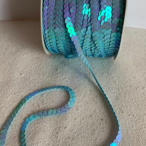 Iridescent Aqua Blue Sequin Ribbon (1/4" Wide - 5 Yards) - Etsy