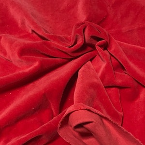 Hand Dyed Scarlet Red - Cotton Velveteen Fabric