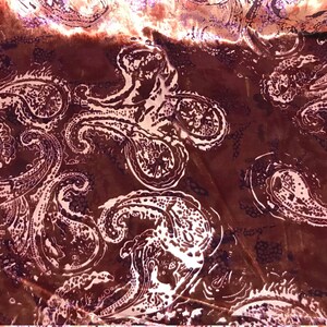 Wine & Gold Paisley - Burnout Silk Velvet Fabric