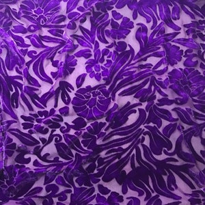 PURPLE Floral Burnout Hand Dyed Silk Velvet Fabric