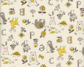 Rough Sketch Animal Alphabet - Kokka Japan Cotton Oxford Fabric