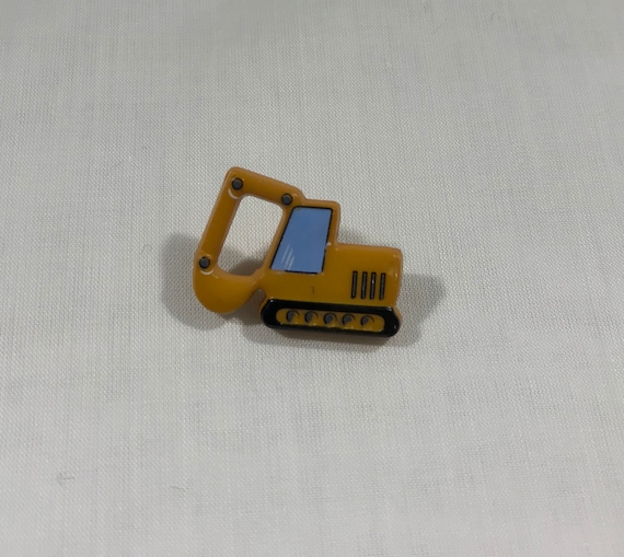 yellow none - Yellow Excavator Digger Truck Plastic Button 28mm/ 1-1/8" - Dill Buttons Brand