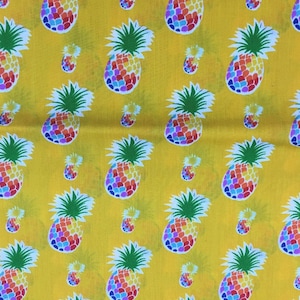 Pineapples on Yellow - Poly/Cotton Broadcloth Fabric