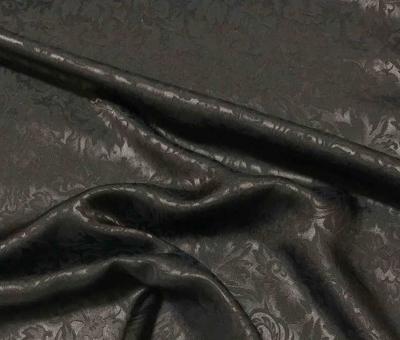 Chocolate Brown Baroque Scroll Silk Jacquard Fabric | Etsy