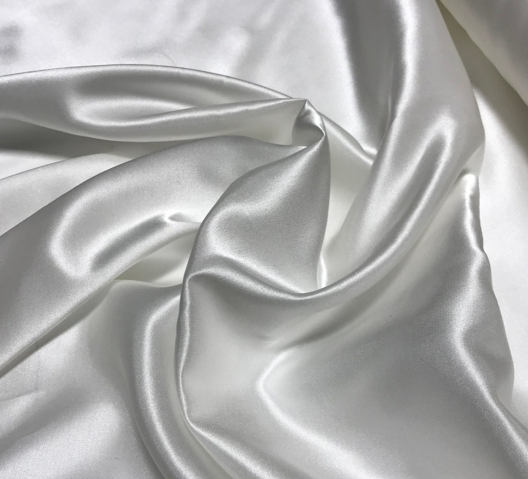 White Silk/cotton Satin Fabric - Etsy