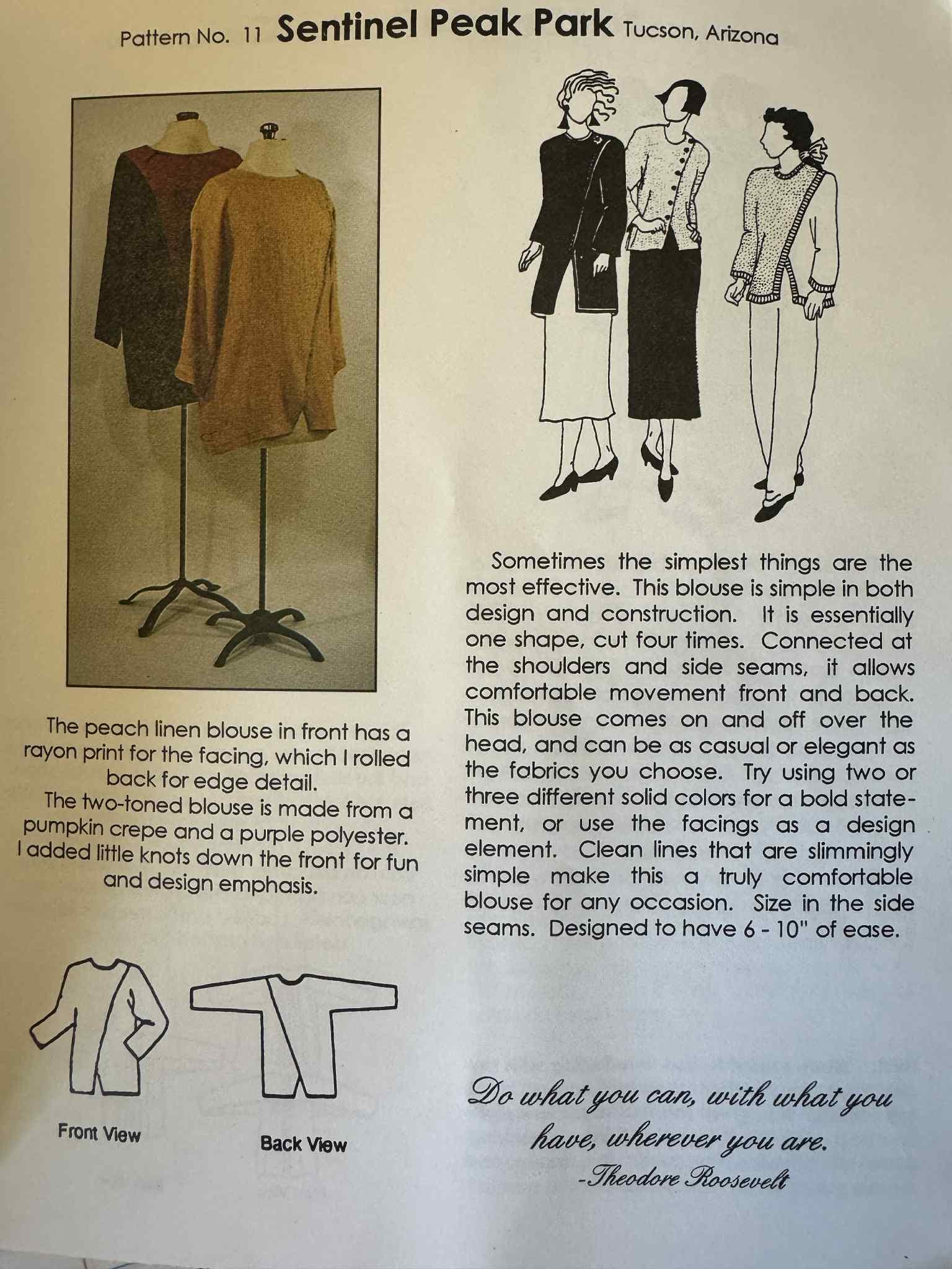 1995 Park Bench Pattern Company Asymmetrical Blouse. Pattern # 11 Size ...