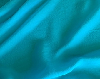 Turquoise Blue - Crinkle Silk Chiffon Fabric