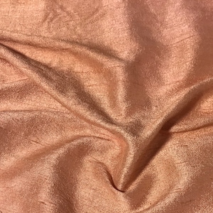Hand Dyed Peach - Silk Dupioni Fabric