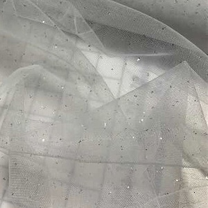 Silver Metallic Glitter Dot Tulle Fabric