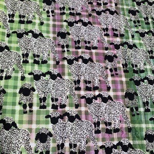 Purple and Green Sheep - Kilts & Quilts - Banyan Batiks Cotton Fabric