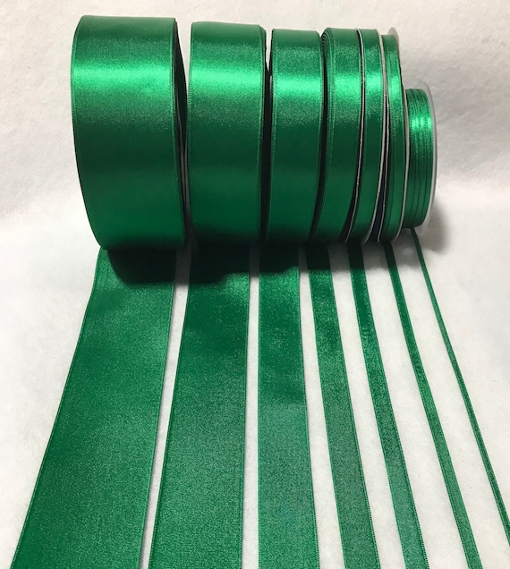 emerald none - Emerald Green Double Sided Satin Ribbon - Made in France (7 Widths to choose from)
