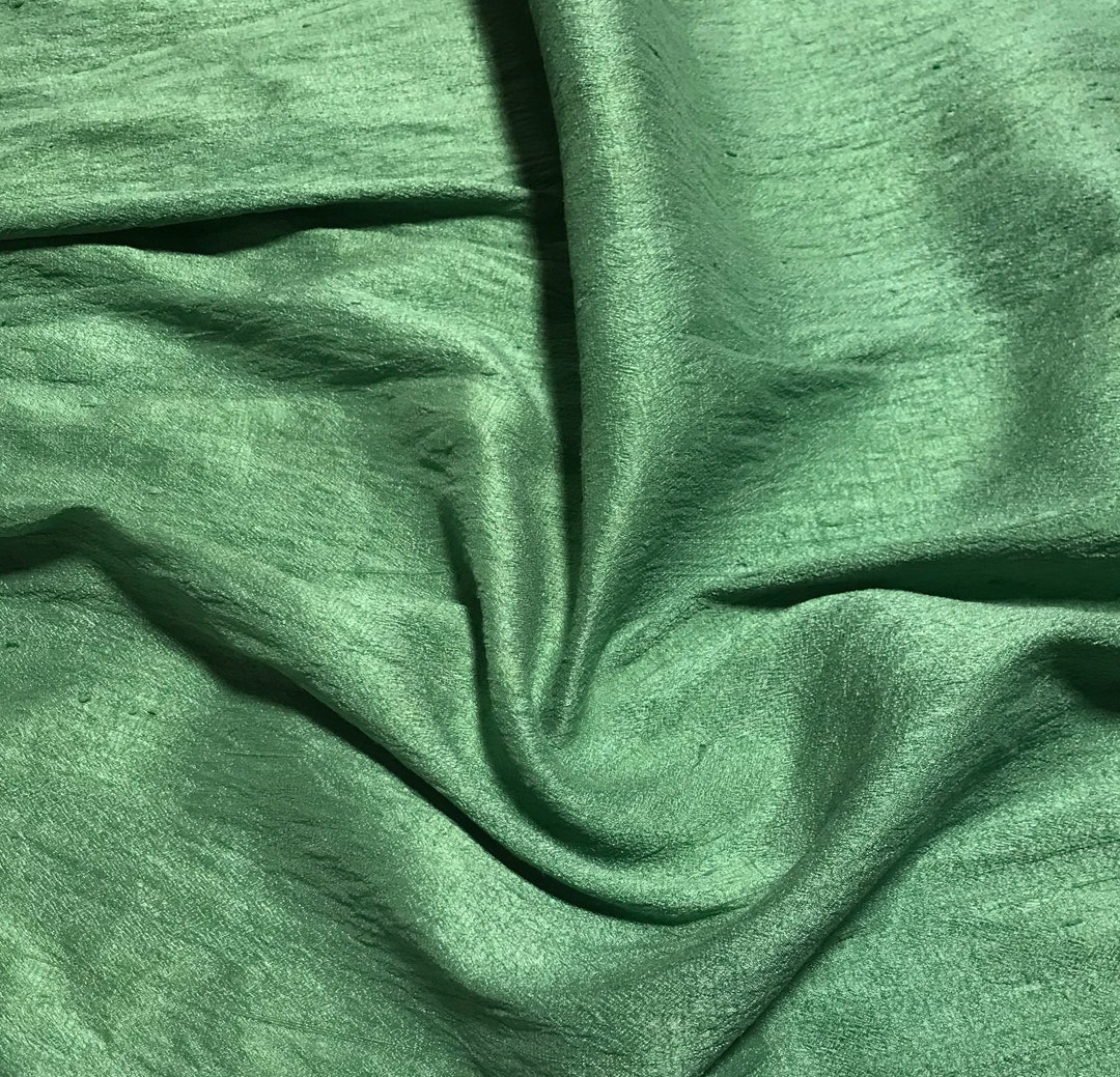 Hand Dyed Moss Green Silk Dupioni Fabric Etsy