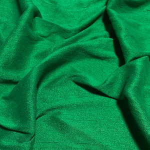 Hand Dyed Emerald Green - Silk Dupioni Fabric