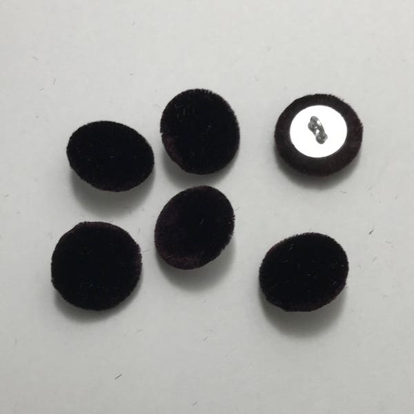 Blackberry SILK VELVET Fabric Buttons - Hand Made Buttons - set of 6 - 5/8"
