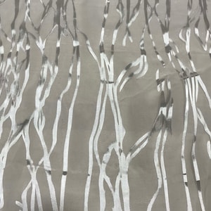 Burnout Devore Satin Fabric - White Twigs