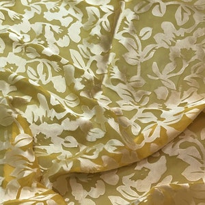 Burnout Devore Satin - Honey Mustard Hand Dyed Floral Fabric