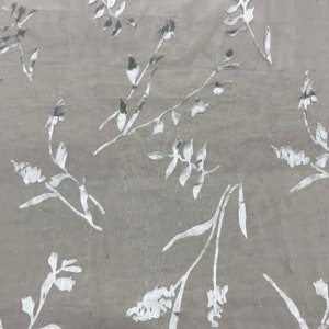Burnout Devore Satin Fabric White Wispy Floral image 1