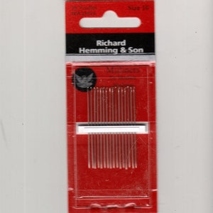 Richard Hemming Needles - Milliners Size 10 - Made in England