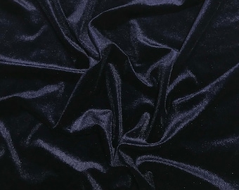 Navy - Stretch Polyester Velvet Fabric