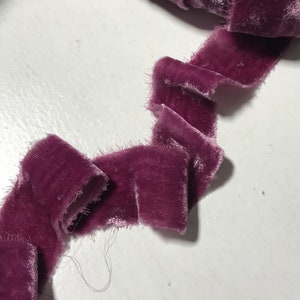 Hand Dyed Boysenberry Purple Silk Velvet Ribbon ( 4 Widths to choose from)