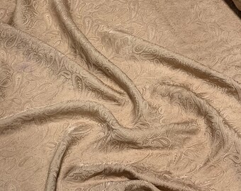 Hand Dyed TERRA COTTA PAISLEY - Silk Jacquard Fabric