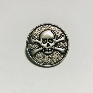Gunmetal Skull & Crossbones Metal Button - 25mm / 1 inch - Dill Buttons Brand