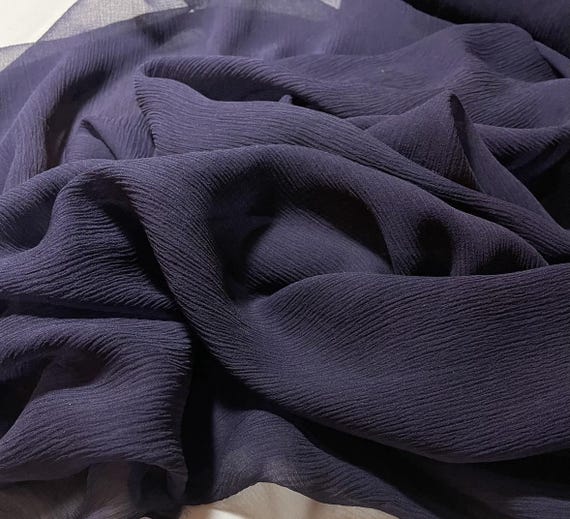 plum chiffon fabric - Midnight Plum - Crinkle Silk Chiffon Fabric