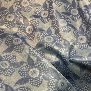 Silver & Blue METALLIC Floral Jacquard Fabric