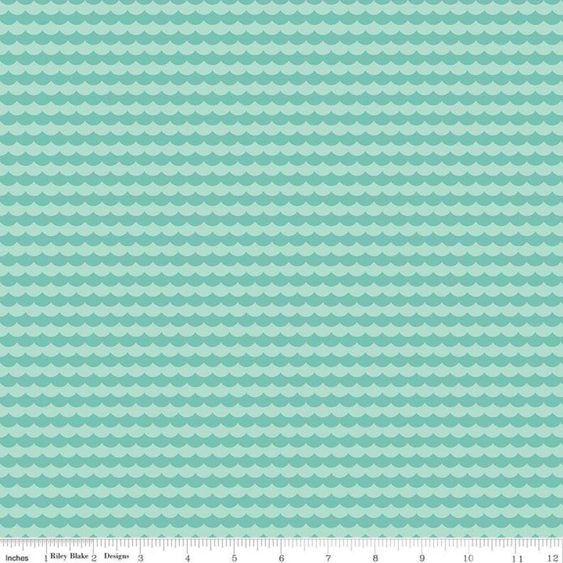 Riley Blake Cotton Fabric Bloom Where You/'re Planted Scallop Aqua