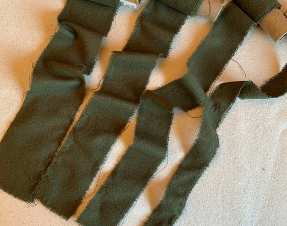 olive none - Olive Green 100% Silk Noil Ribbon ( 4 Widths to choose from)