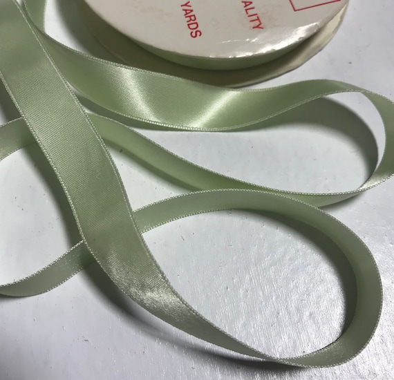 mint none - Mint Green 5/8" Vintage Grayblock Double Faced Satin Ribbon