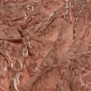 Peach Scroll - Hand Dyed Burnout Silk Velvet