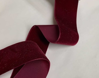 MAROON RED French Velvet Ribbon (1 1/2" wide)