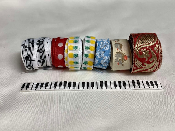 none - Printed Ribbon Remnant Scrap Bag (9 Pieces) Made in France