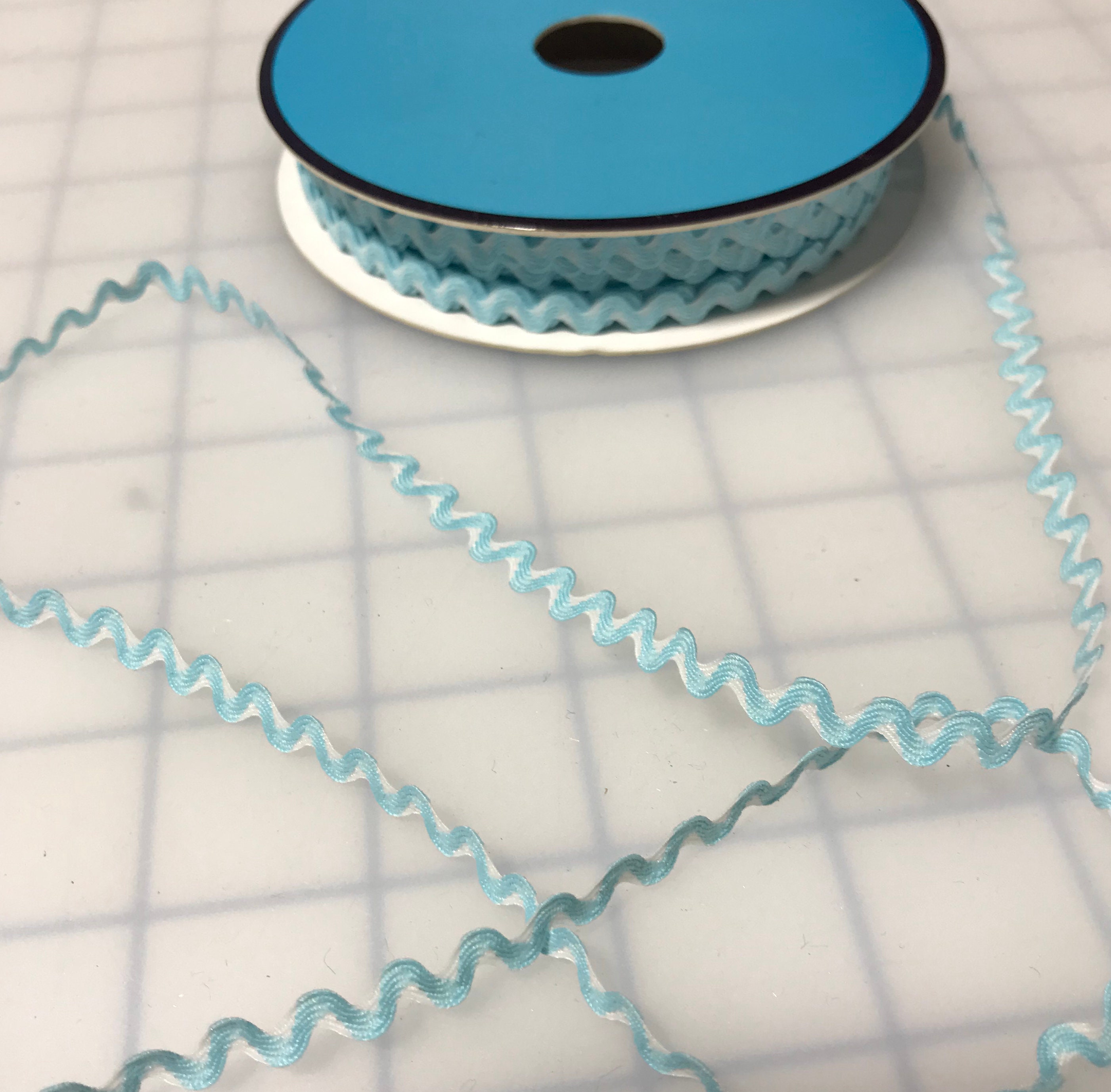 Blue Ric Rak Trim Light Blue & White Ric Rac Trim Made in France 1/4