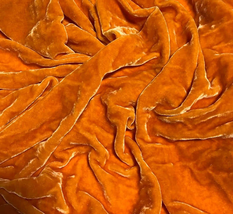 SAFFRON ORANGE Hand Dyed Silk Velvet Fabric Etsy