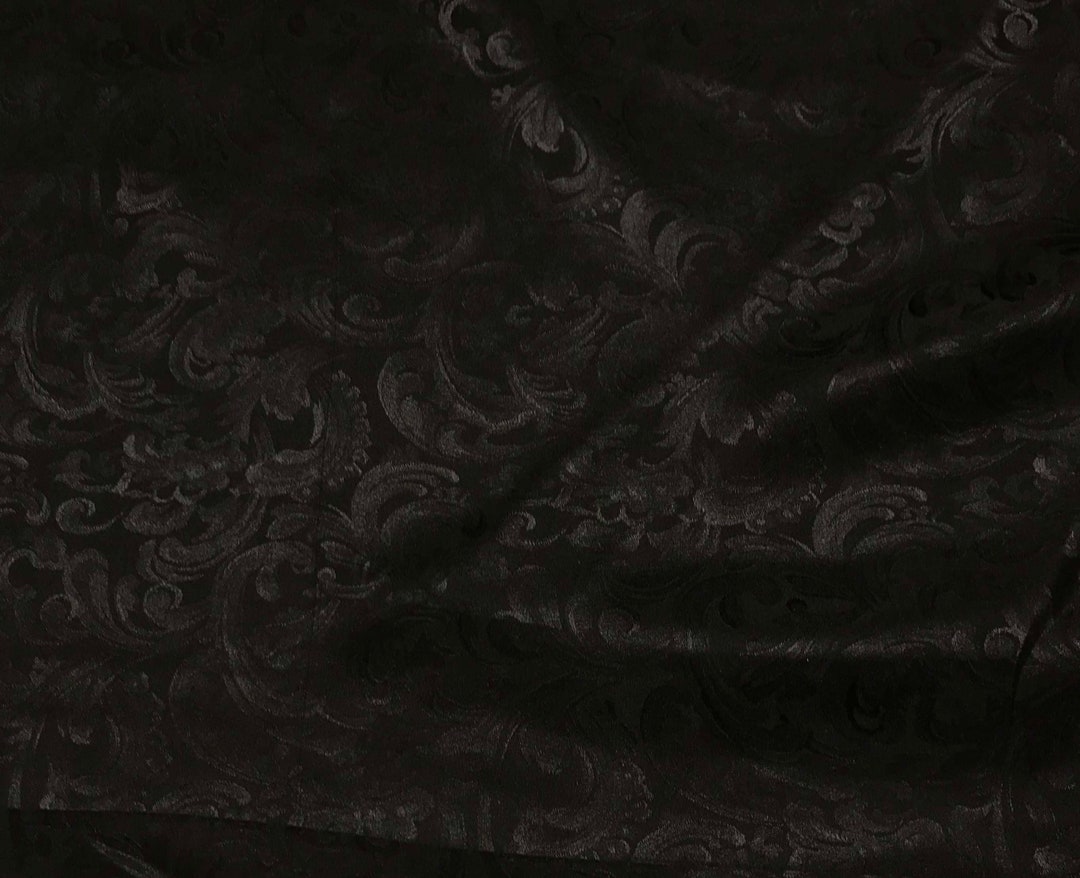 Black Scroll Silk Jacquard Fabric - Etsy