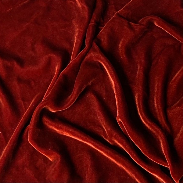 BURNT ORANGE Silk Velvet Fabric