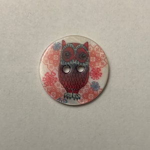 Owl Floral Natural Pearl Shell Button - Made in France (2 Sizes to Choose From) (Set of 2)