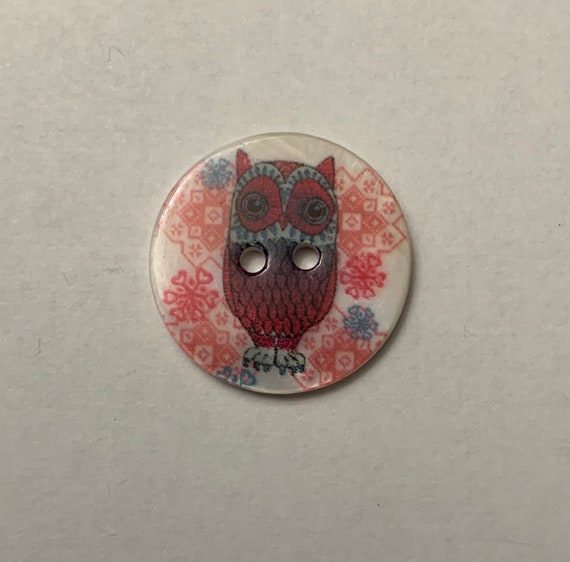 none - Owl Floral Natural Pearl Shell Button - Made in France (2 Sizes to Choose From) (Set of 2)