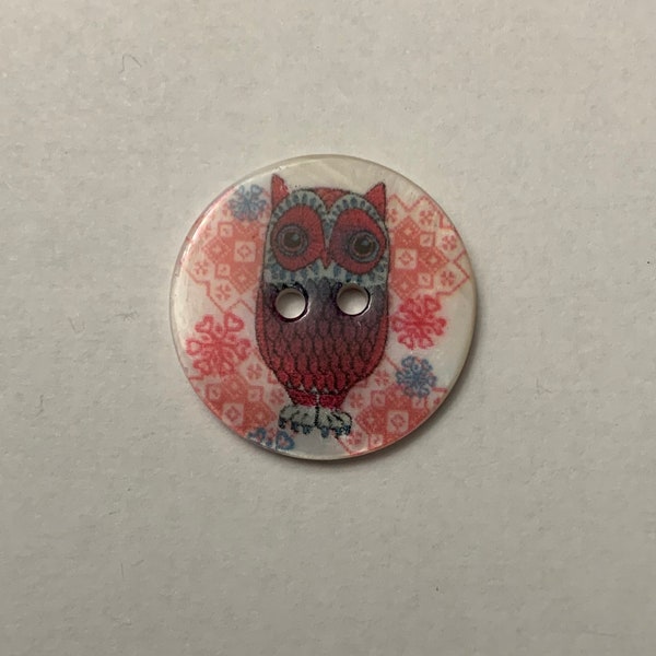 Owl Floral Natural Pearl Shell Button - Made in France (2 tailles au choix)