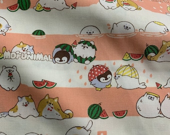 Mofunimal - Ronde Mollige Schattige Dieren - Kokka Japan Katoen Oxford Stof